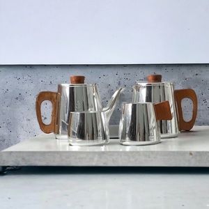 Vintage 60’s-70’s Sona Chrome Teak Coffee/Tea Set